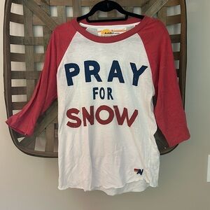Aviator Nation Size L Pray for Snow Baseball Tee
